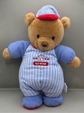 Vintage Carters All Star Teddy Bear Musical Plush Crib Toy Stuffed Animal Lovey